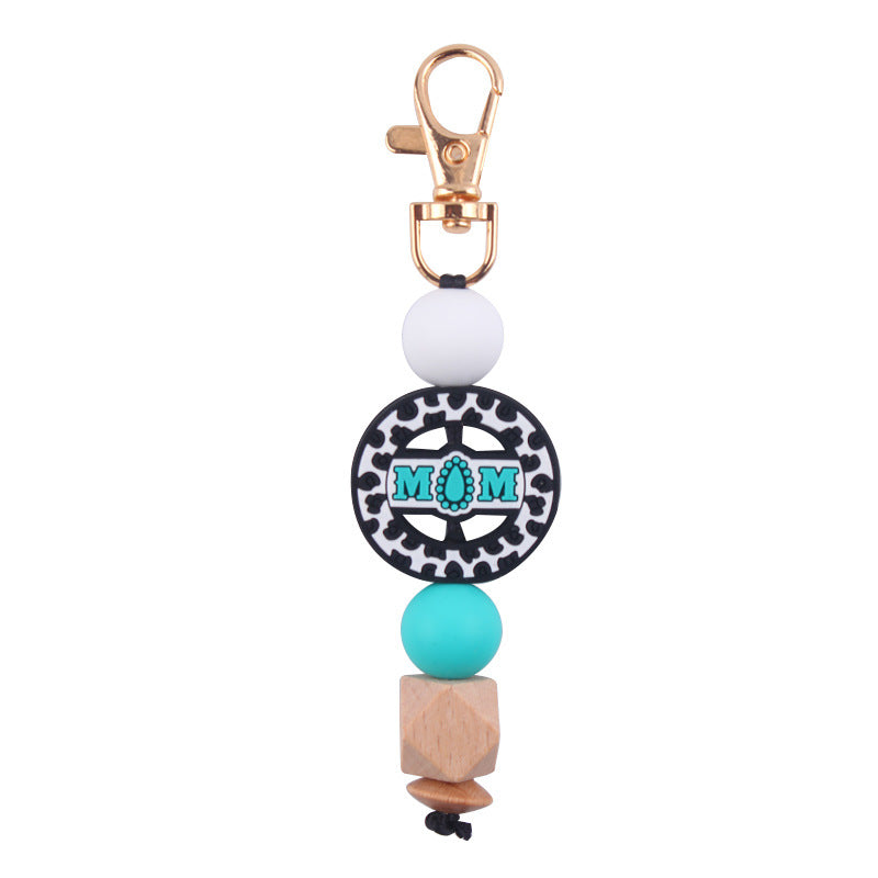 Wholesale Handmade Silicone Beaded Cartoon Mother's Day Keychain